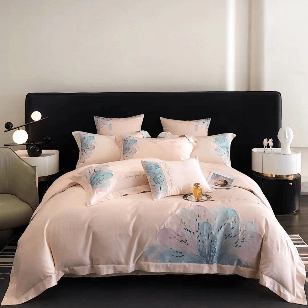 轻奢风长绒棉贡缎刺绣四件套 LC棉羽魅