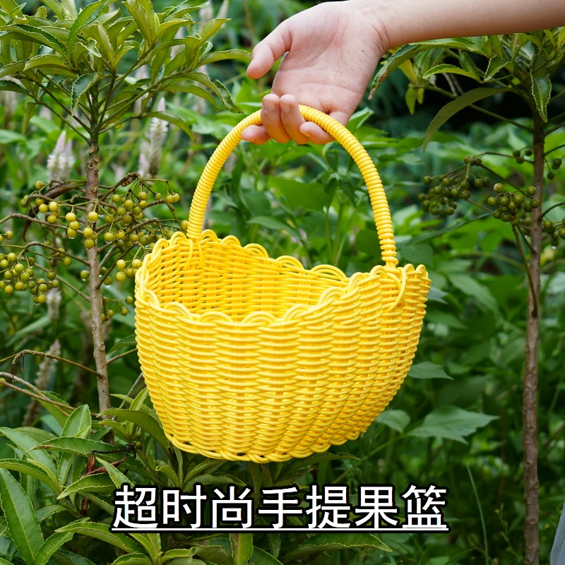 手工小提篮网红拍照藤编礼篮水果篮面包篮时尚提篮子瓜子糖果篮