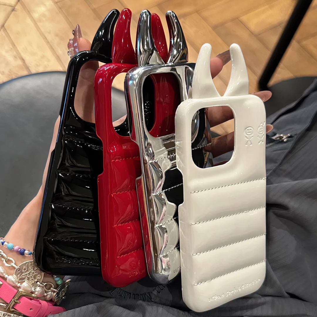 创意鼓包牛角手机壳适用iPhone15Promax苹果14Pro立体13Promax/13