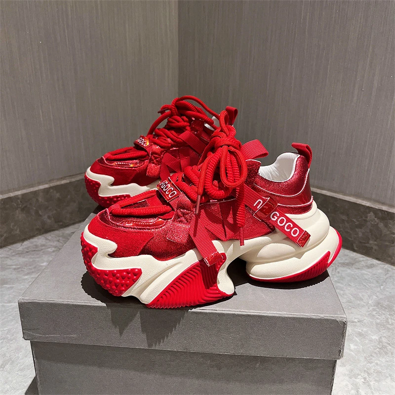 2024春季新款单鞋韩版爆款老爹鞋网红女鞋厚底百搭小红鞋运动鞋潮