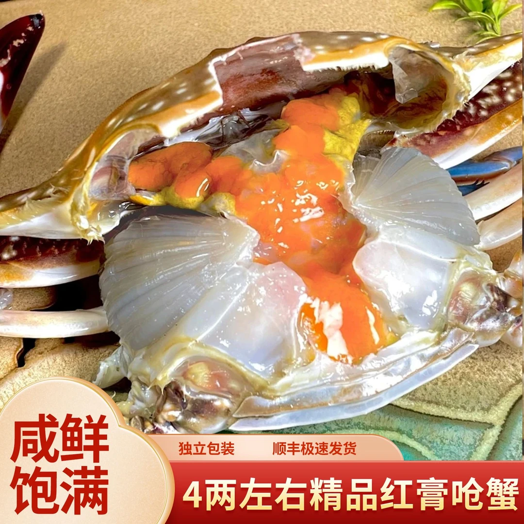 【精品红膏呛蟹】舟山精品红膏炝蟹4两左右 只可生食 不可蒸煮