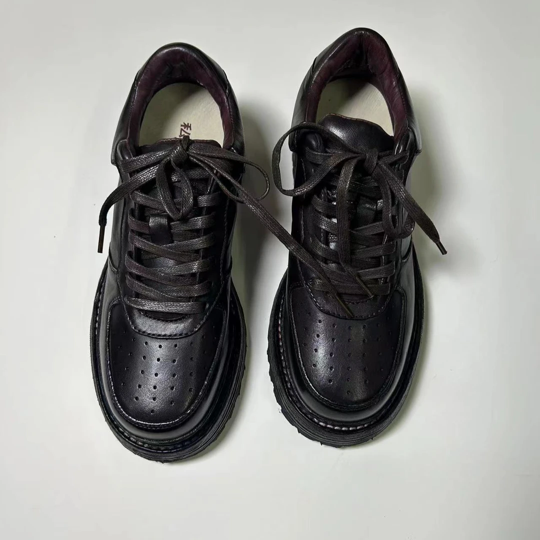 马皮空 军时尚百搭黑色真皮潮流系带男士皮鞋