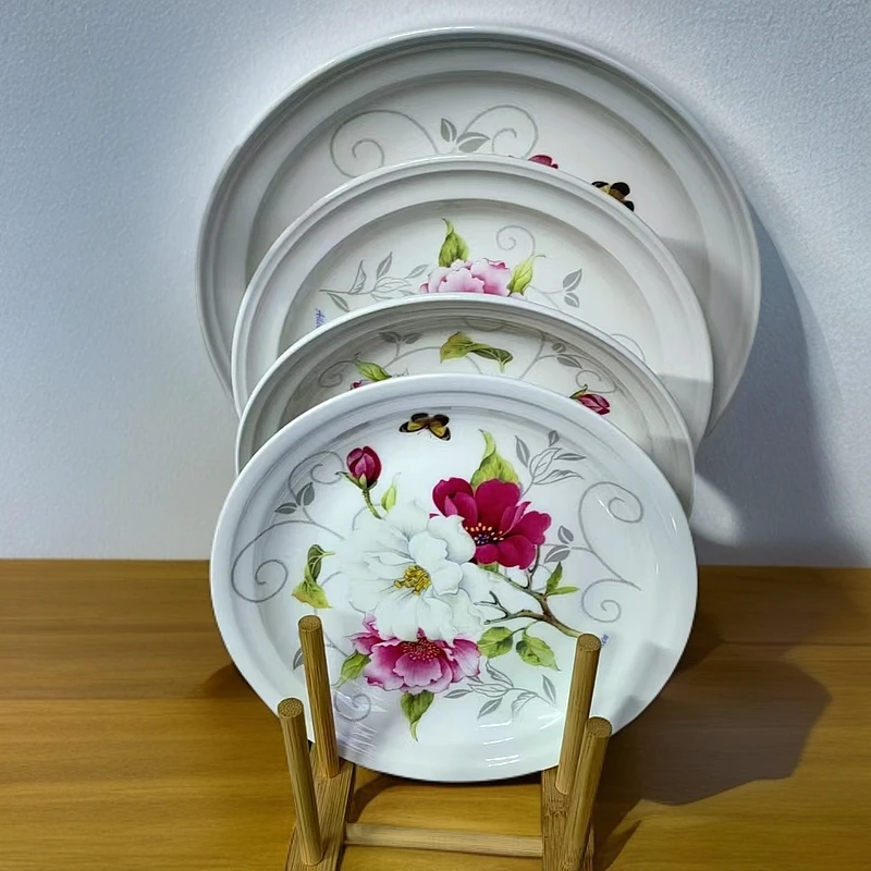 韩式木莲花骨瓷圆盘方盘鱼盘系列