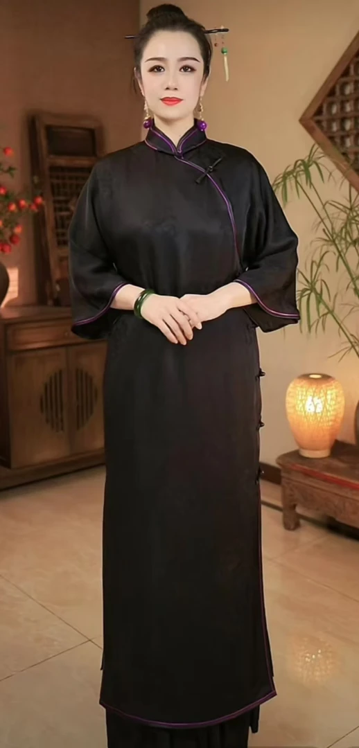 缎味原创-陌上花开古法旗袍