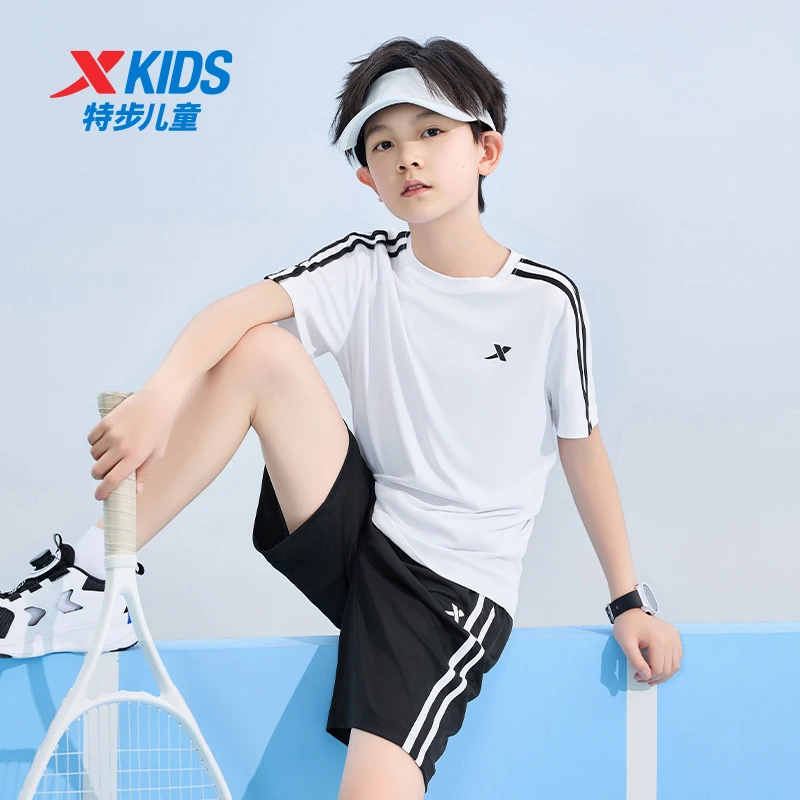 【特步儿童】夏季透气跑步圆领中大童运动速干科技套装6762265A9186