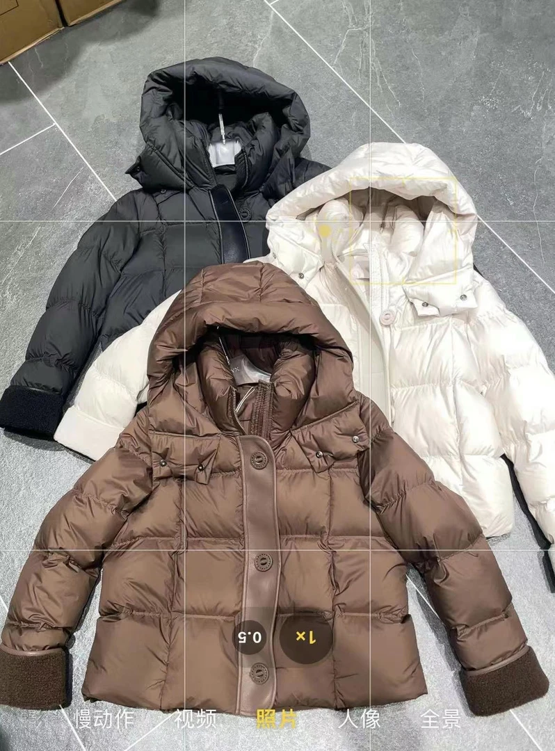 【拼皮款】新国标90短款连帽羽绒服