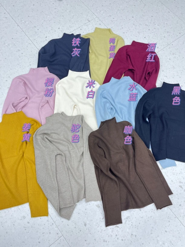 Nana  简约款半高领纯色针织线衣