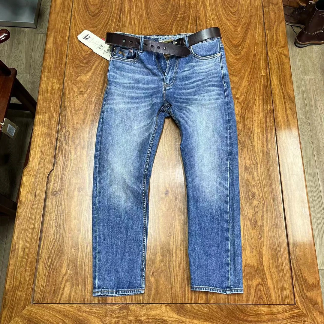 瑶笛严选赤耳单宁牛仔裤男041款小直筒修身版型高端面料裤子男