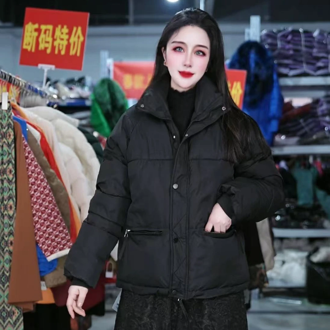 911#时尚爆款2024新款冬季棉服女立领小个子宽松加厚面包棉服潮