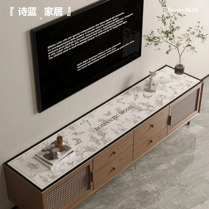 莫奈花园轻奢防水桌布茶几布电视柜垫免洗桌垫餐边柜台面垫子防油