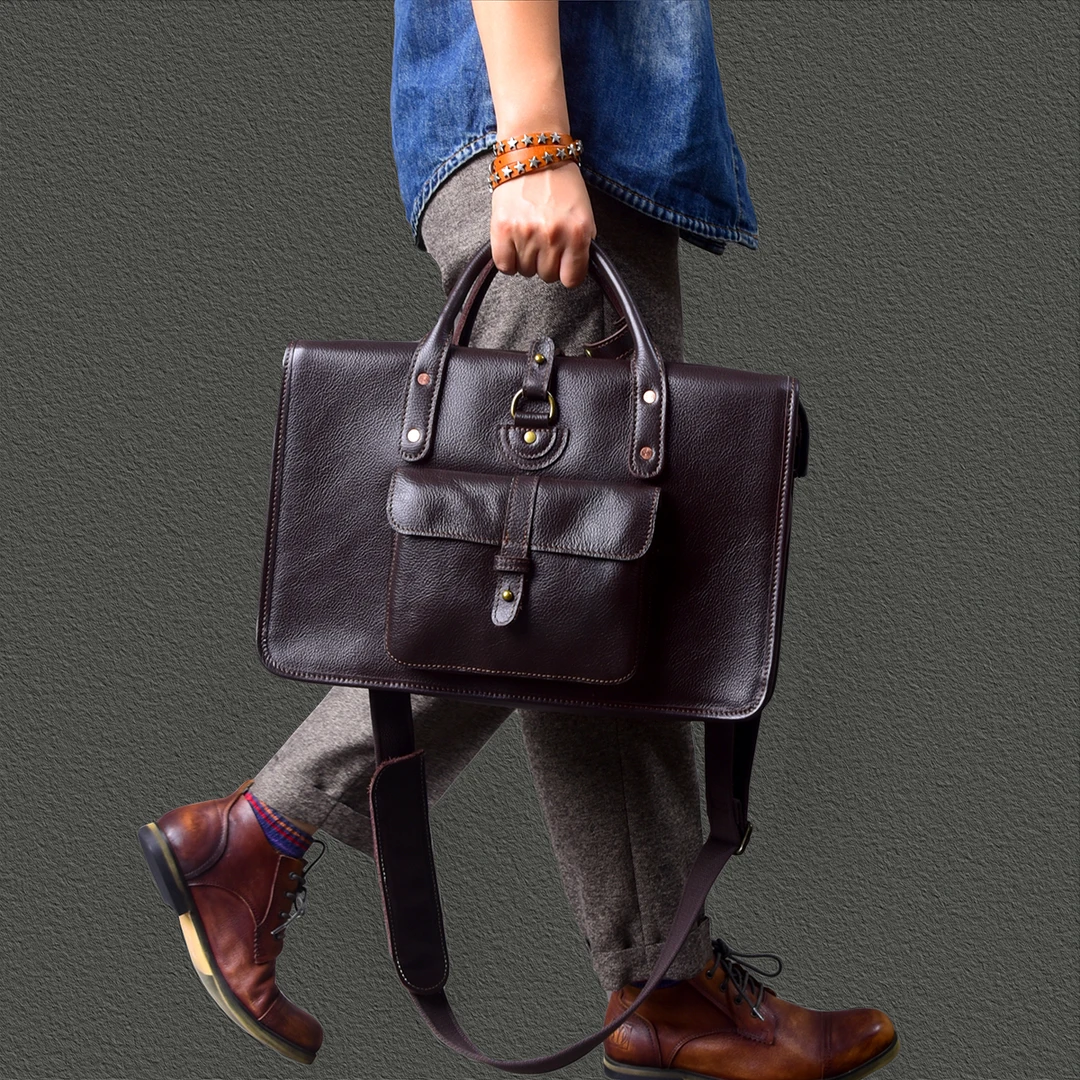 二十四街欧美复古英伦风牛皮旅行手袋真皮小众商务高档手提行李袋