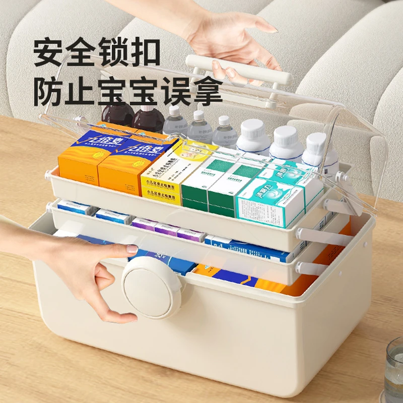 药箱防疫药品收纳盒家庭装小药箱大容量多层药物药品家用透明药箱