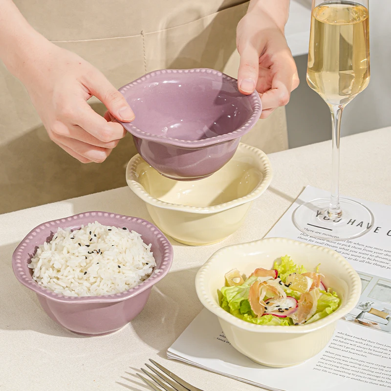 【法式珠点.】5寸米饭碗网红家用创意陶瓷釉下彩餐具套装吃饭碗