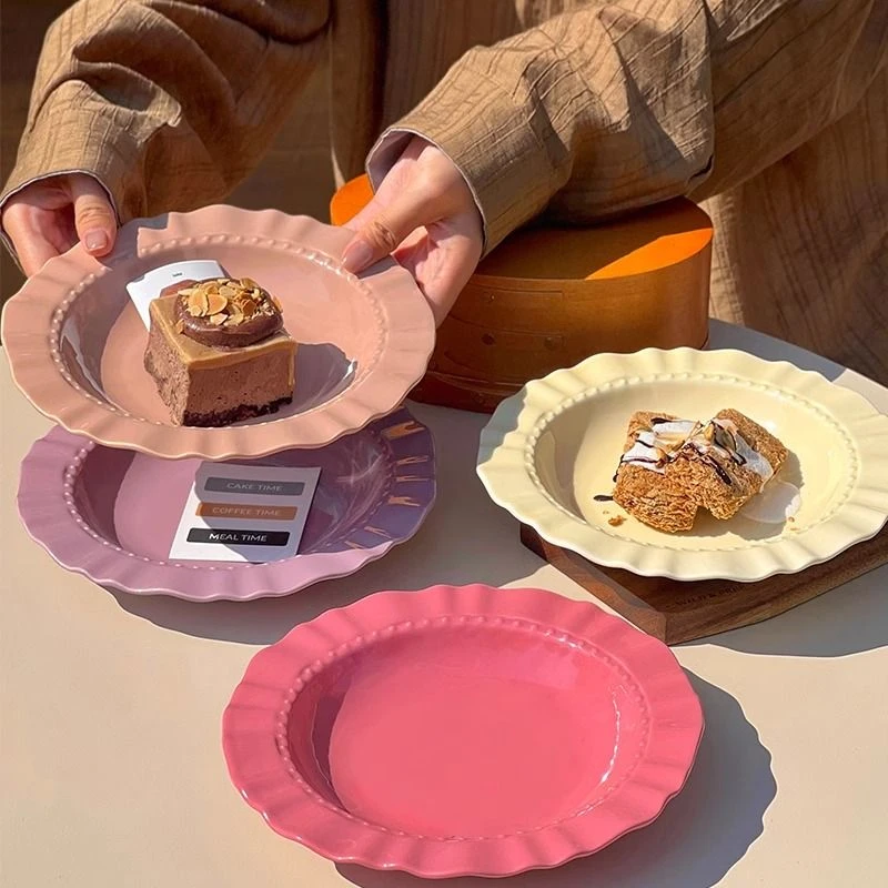 【色釉草帽盘】8.5寸草帽盘网红盘子家用简约点心盘早餐盘少女心