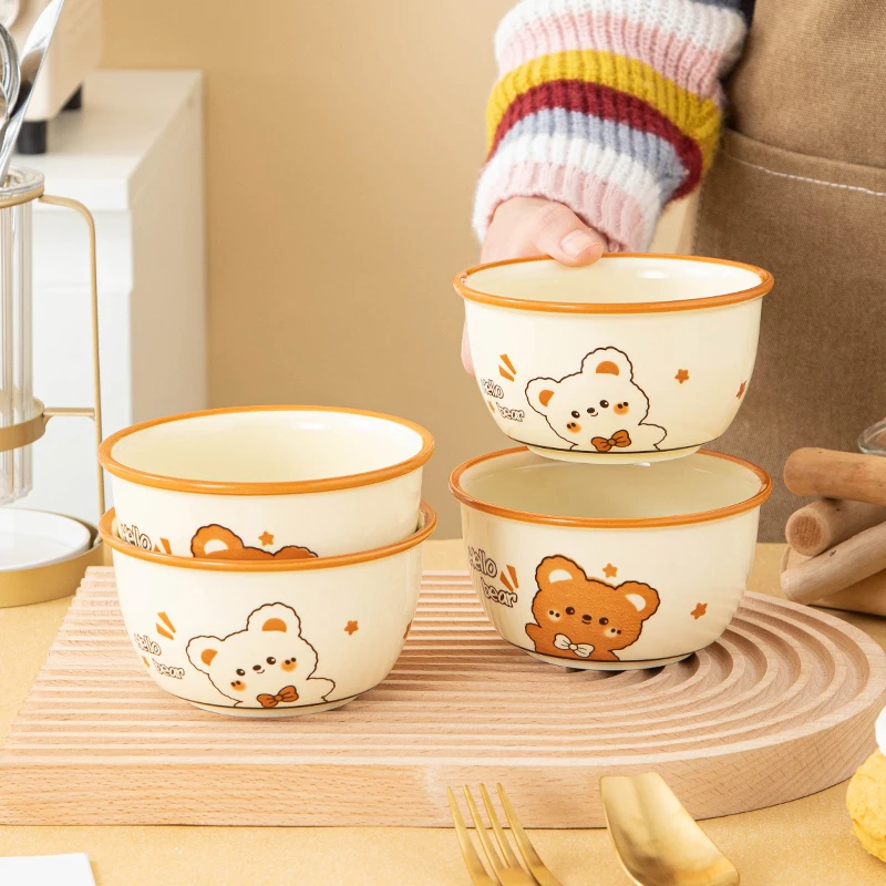 【Hello熊】陶瓷网红米饭碗8个装辅食甜品碗高颜值家用餐具高颜值