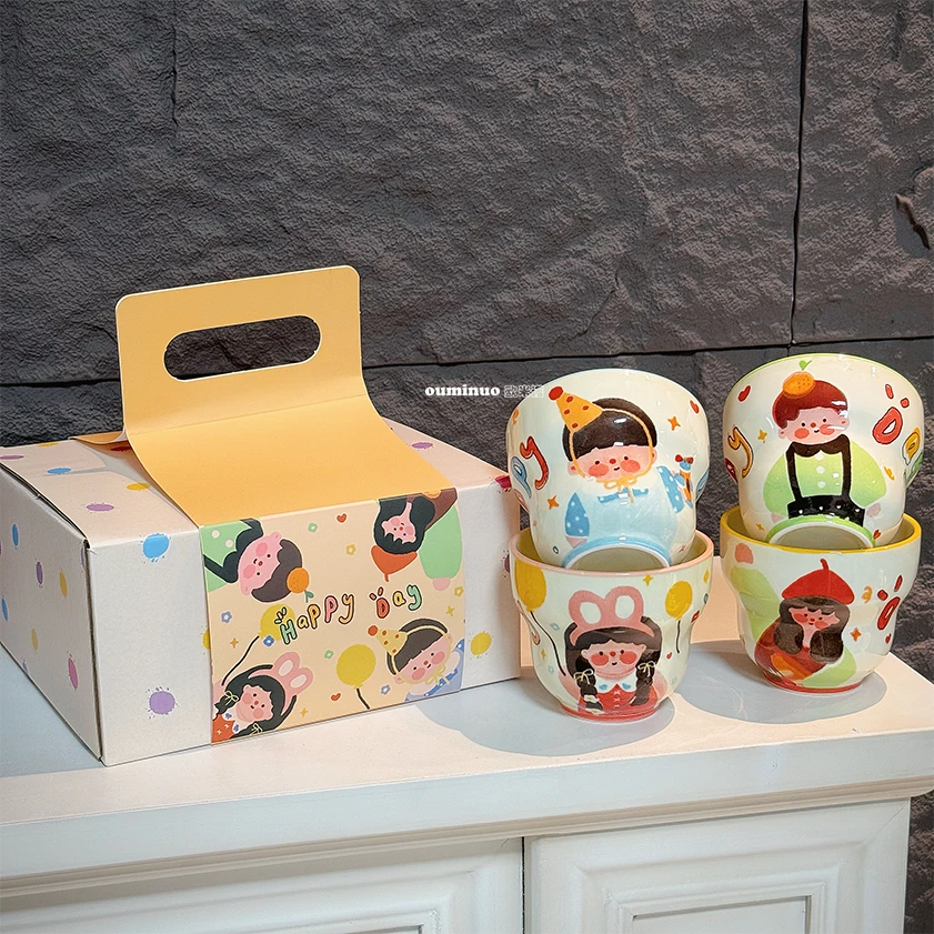 【家有儿女葫芦杯礼盒】4英寸可爱家用学生水杯创意陶瓷釉下彩礼盒