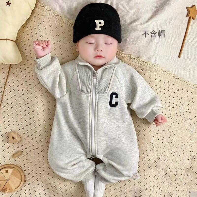 婴儿连体衣春秋韩版宝宝衣服洋气春装超萌男婴外套婴童卫衣外出服