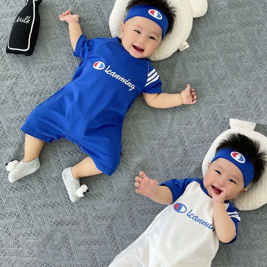 婴儿短袖哈衣夏装薄款幼儿连体衣男女宝宝网红护肚半袖新生儿爬服