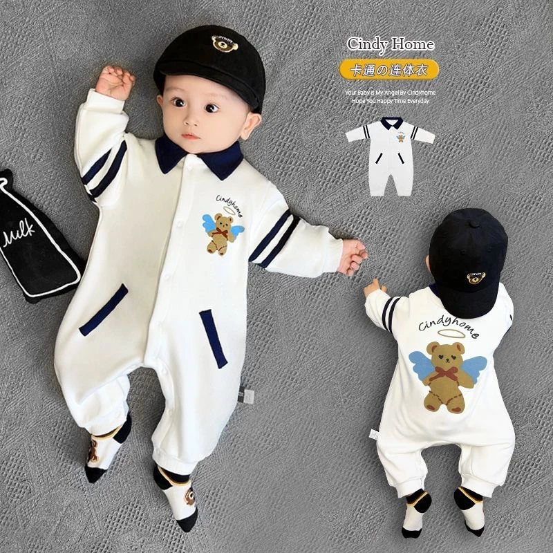 儿童长袖春装婴儿男宝宝连体衣新生儿春季薄款卡通幼儿洋气春秋装