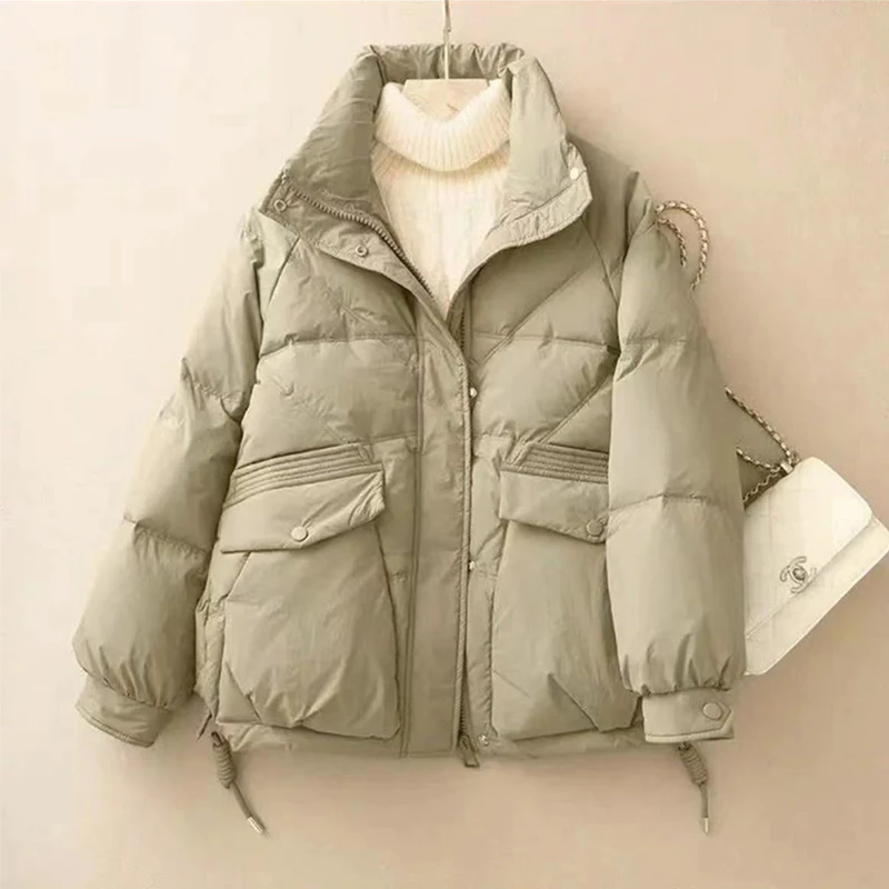 棉服女2024年新款时尚短款立领棉衣百搭保暖冬装显瘦外套棉衣棉袄