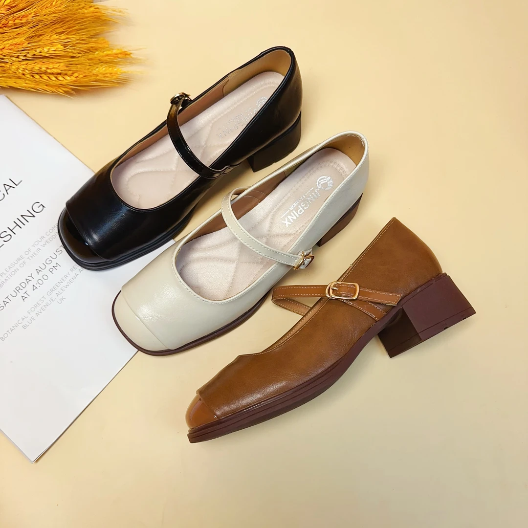 【朵苮专属】2024新款春夏复古粗跟玛丽珍单鞋女法式方头气质小皮鞋