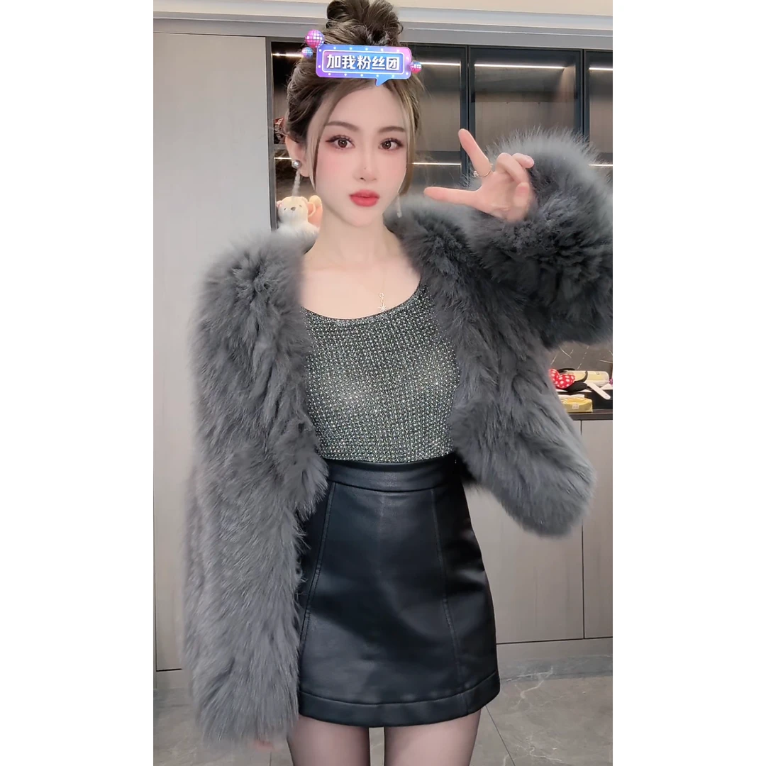 睿夕【人间妲己】冬季新款女显瘦时尚年轻款毛毛外套