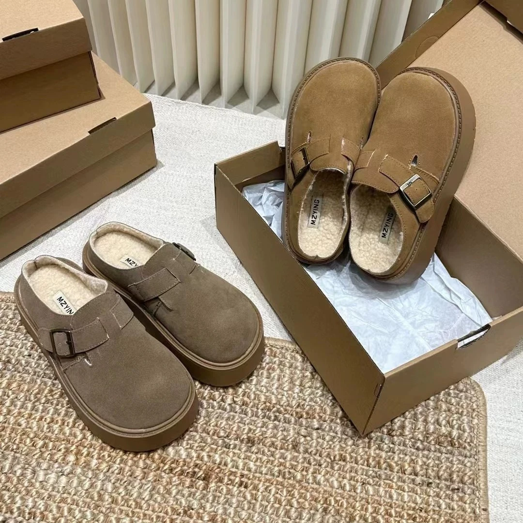 厚底勃肯鞋加绒保暖新款冬季博肯包头拖鞋901-2