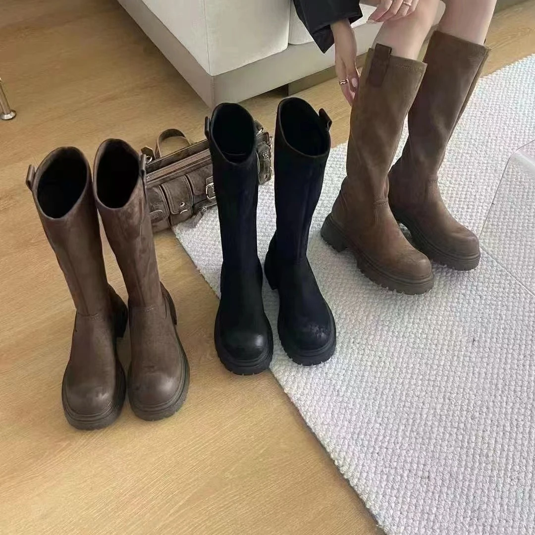 套筒厚底秋冬新款时尚百搭网红ins潮瘦瘦长靴6611(长靴,不加绒)