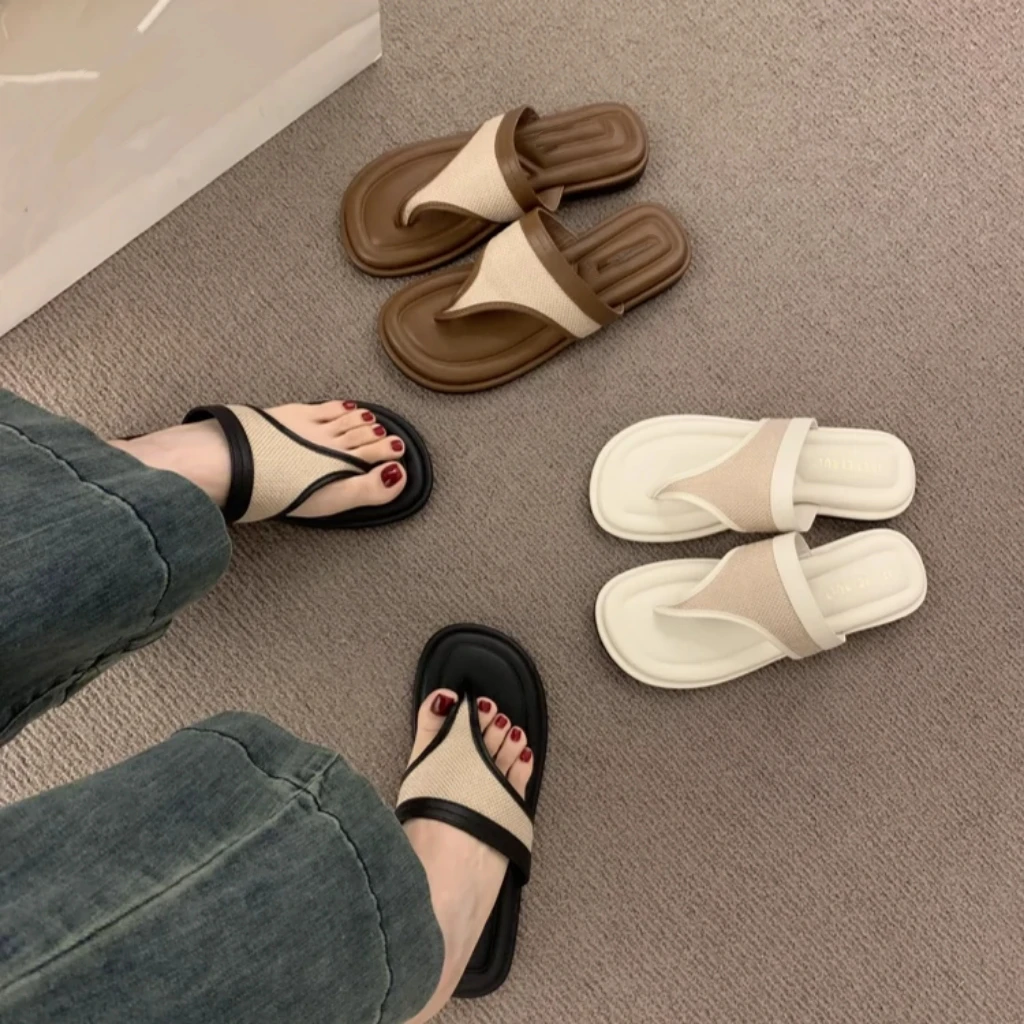 韩系仙女风平底夹趾女夏外穿新款海边休人字拖鞋5858