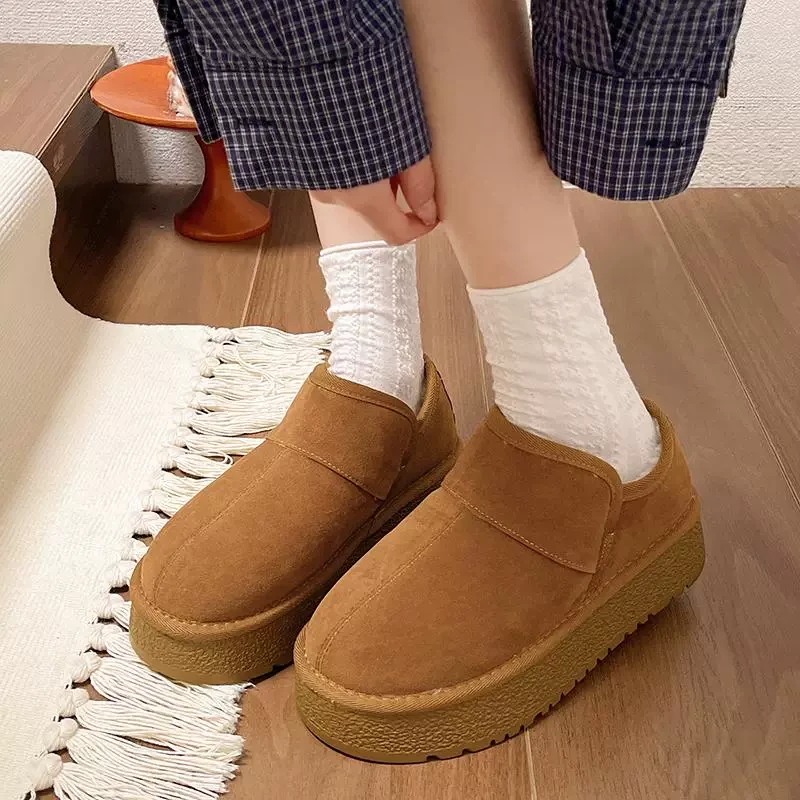 女冬季新款一脚蹬懒人保暖加绒加厚休闲雪地靴2001