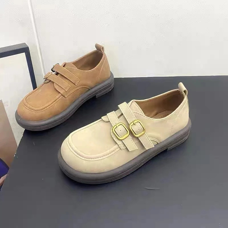 时尚小众秋季新款通勤圆头百搭复古勃肯豆豆鞋1178-8