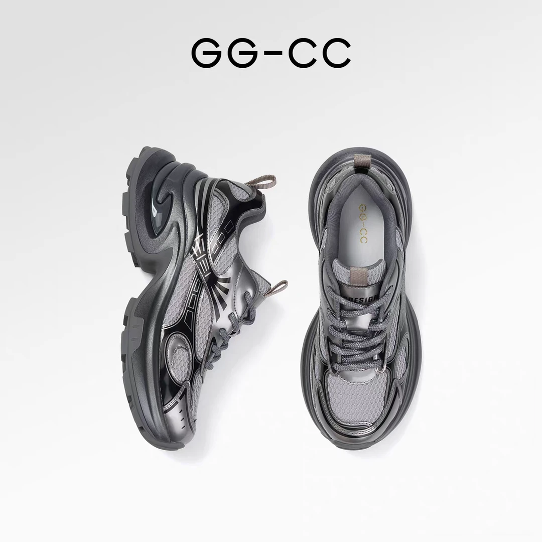 【直播秒杀】GGCC2025春季新款时尚百搭老爹鞋厚底增高休闲鞋女鞋