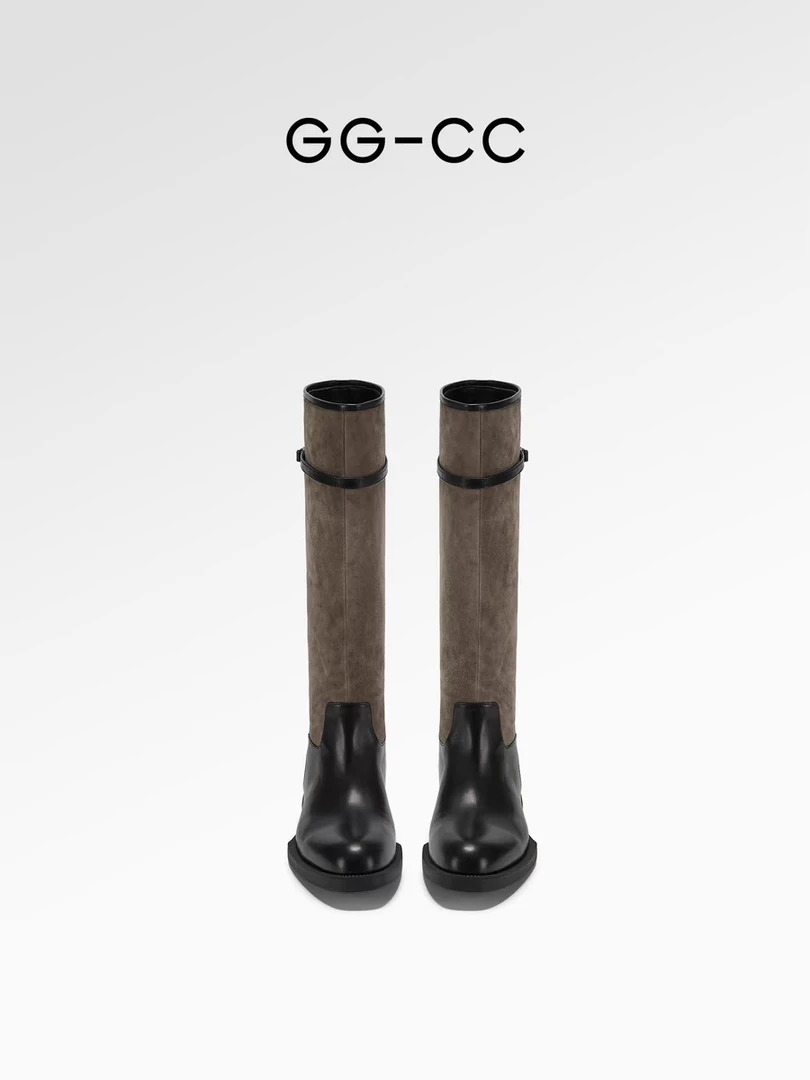 【冬日米兰】GGCC2024新款时尚厚底通勤高筒长靴女骑士靴烟筒靴子