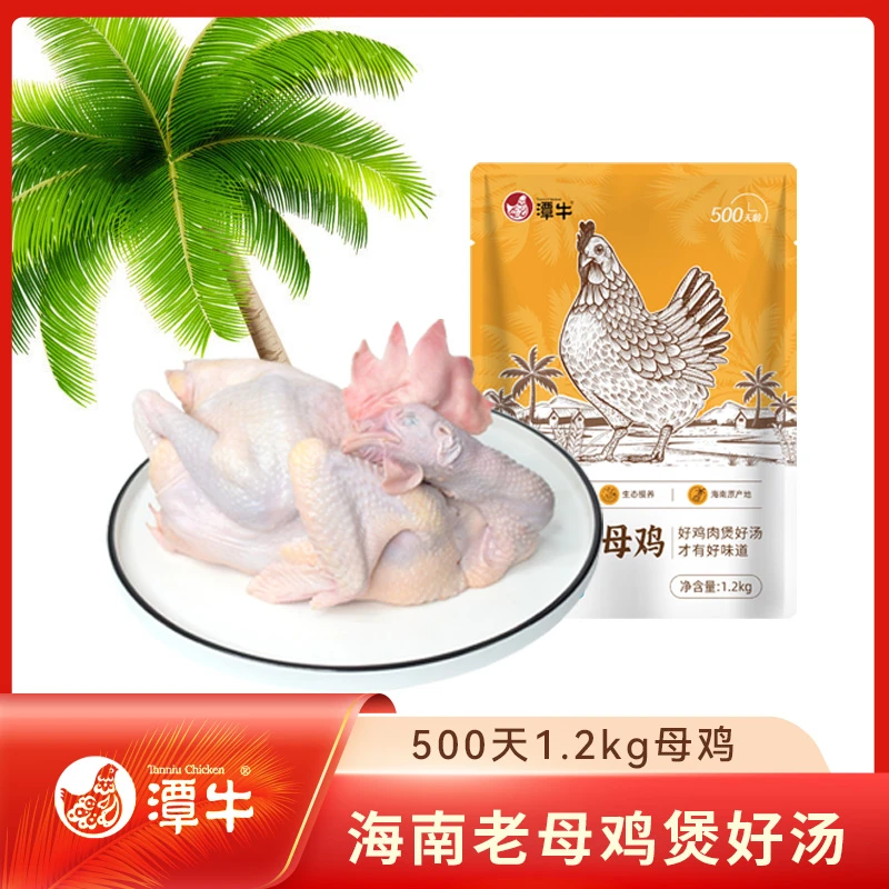 潭牛海南500天老母鸡2.4斤  海南新鲜农家走地新鲜散养土鸡白切鸡