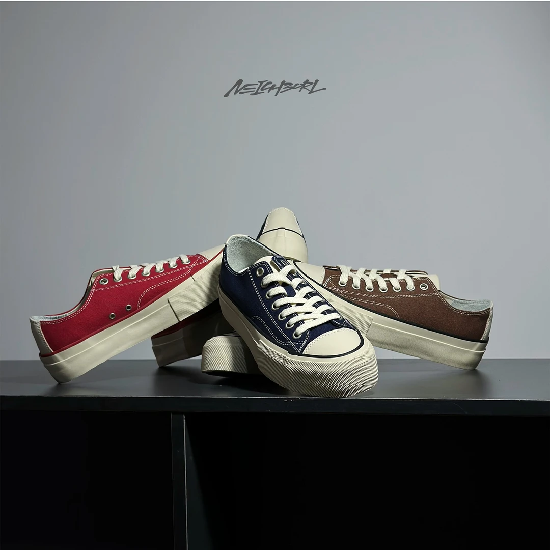 【YIJIE】NEIGBORL硫化鞋阿美咔叽增高帆布鞋低帮板鞋情侣