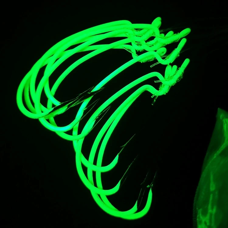 高亮度夜光曲柄钩尼龙子线钩宽幅曲柄鱼钩深海夜钓鳕鱼黑头利器