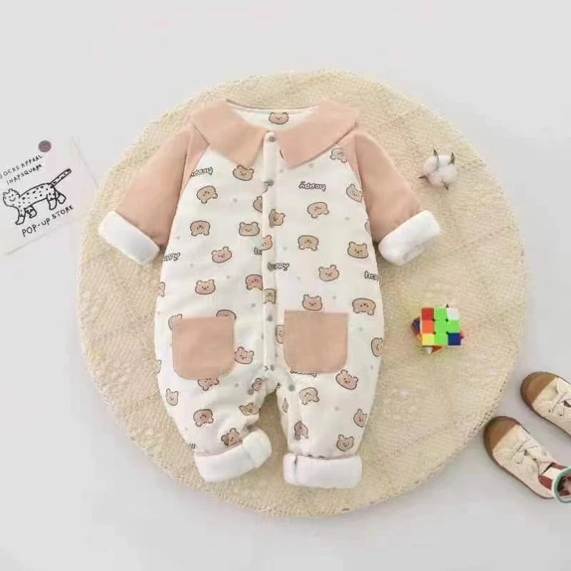 翻领可爱小兔 新生婴纯棉中厚棉冬季宝宝棉服