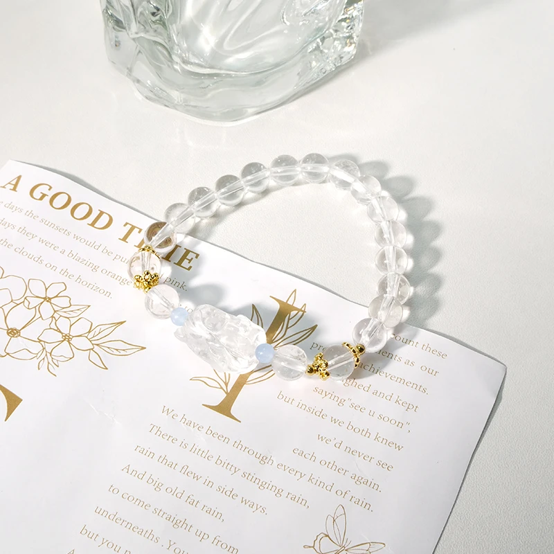 天然白水晶搭少女凤九款手串