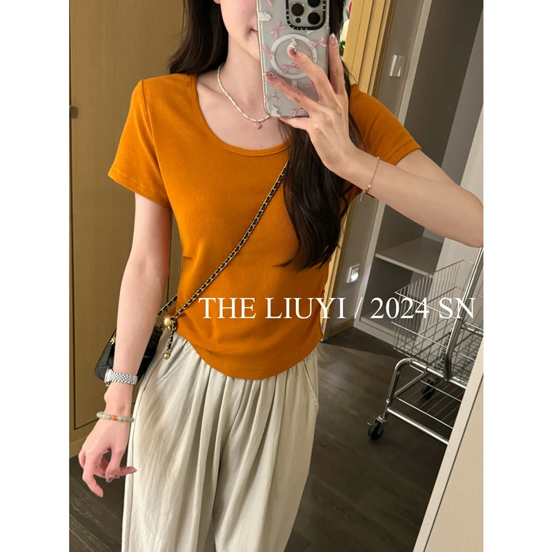 【LIUYI】魔法T~夏季显瘦正肩短袖T恤43124