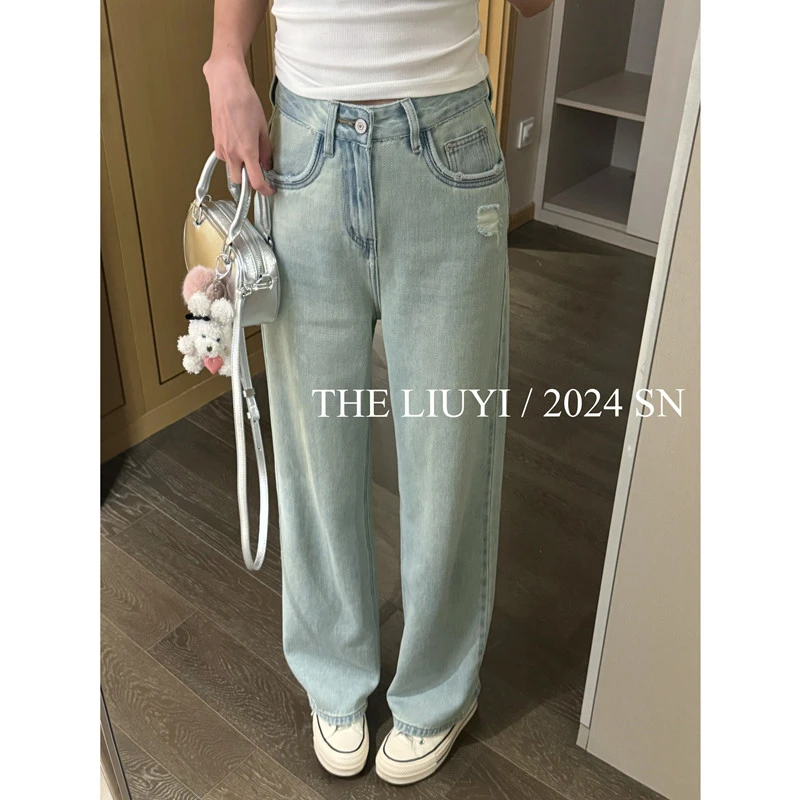 【LIUYI】空气牛仔~春夏薄款高腰显瘦牛仔裤43269