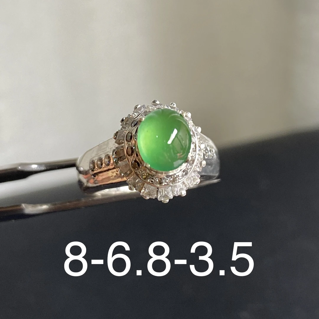 特！冰晴果冻绿天然缅料翡翠冰种晴绿果冻底饱满无纹裂冰透水润