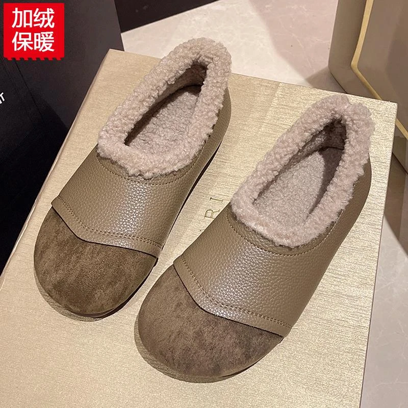 回力潮品冬季真皮老北京棉鞋女加绒防水防滑牛筋软底奶奶鞋中老年
