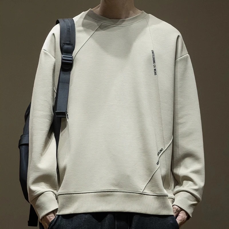 美式拼接秋冬卫衣男2024春秋新款宽松大码男士加绒加厚休闲打底衫