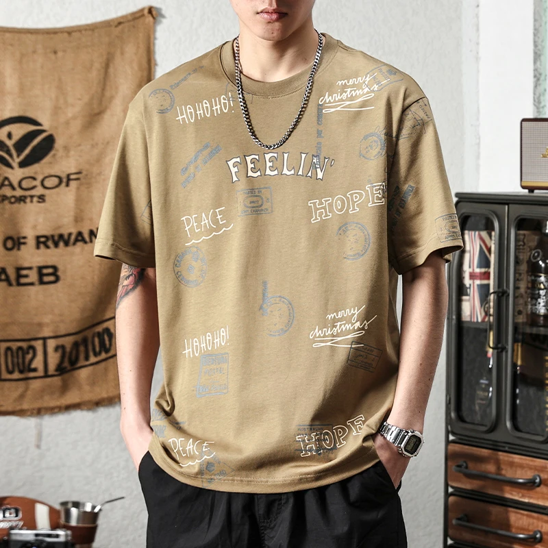 重磅短袖t恤男士宽松胖子大码男装潮牌2023新款纯棉衣服体恤夏季