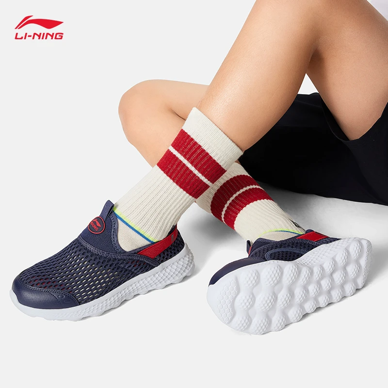 R【一脚蹬】李宁儿童童鞋休闲鞋男女大童新款轻便网眼运动鞋YKCU088