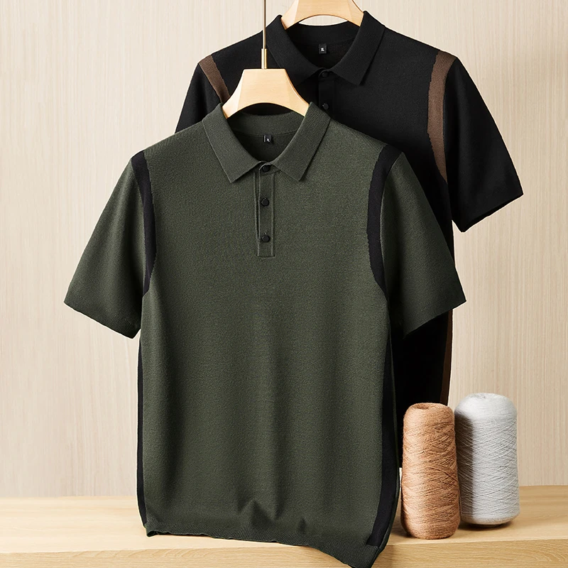 胖子翻领短袖polo毛衫男士秋季内搭毛衣男装时尚胖子打底衫7252
