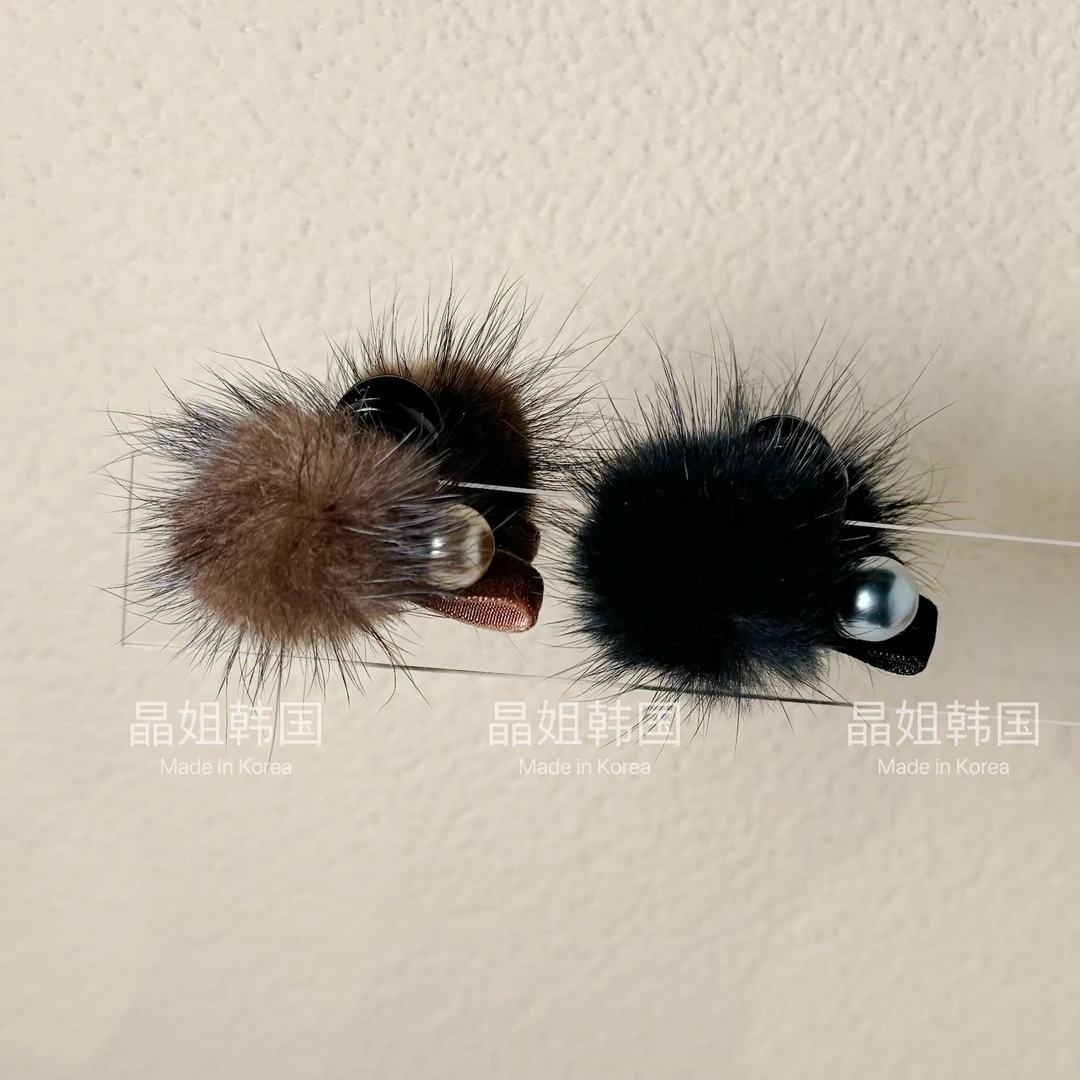 韩国气质可爱百搭秋冬毛球珠珠小抓夹 2455