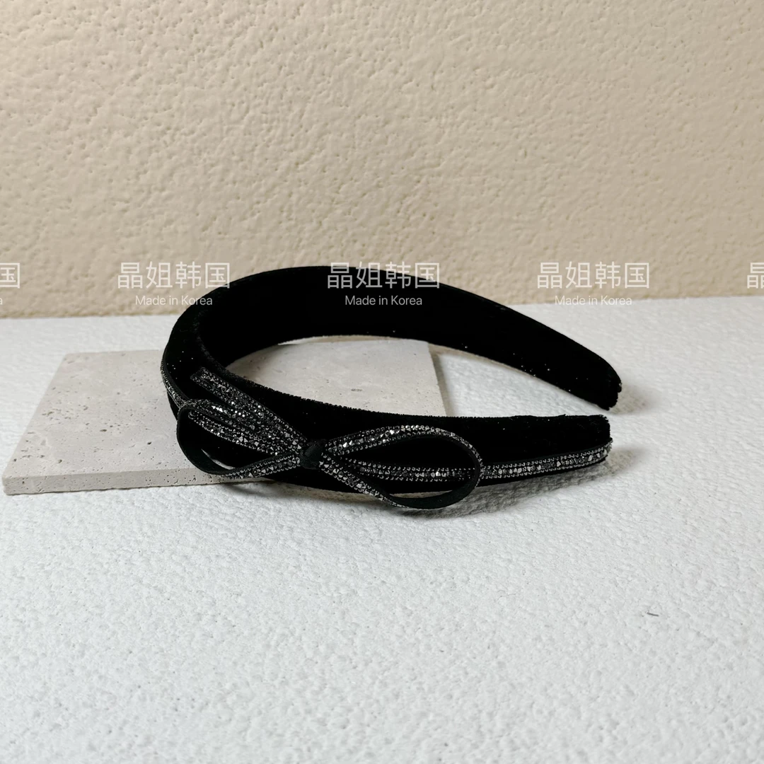 东大门 气质手工轻奢砂糖蝴蝶结布艺黑色发箍 2558