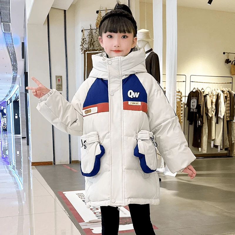 巴拉巴拉恩儿童羽绒服男女童中长款2024新款男童女款加厚冬季天长