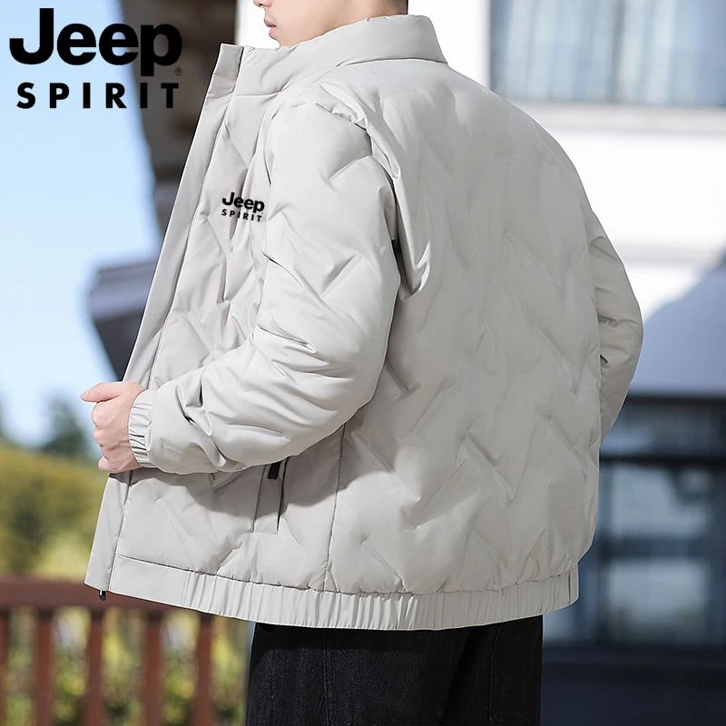 JEEP羽绒服男士立领夹克2024年新款休闲潮流保暖轻薄短款外套